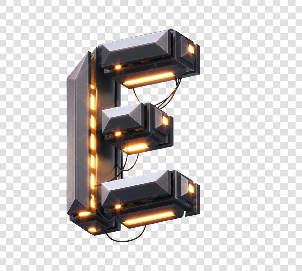 Fonte Letra E Futurista Tecnológica PNG com fundo transparente