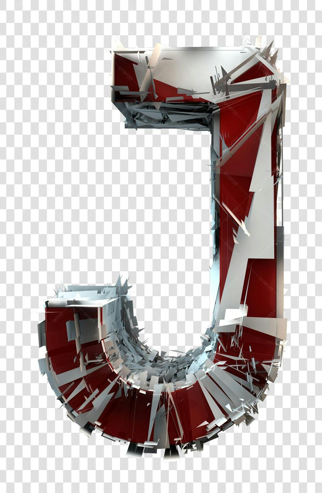 Logo Letra J 3D Vermelha e Branca PNG com fundo transparente