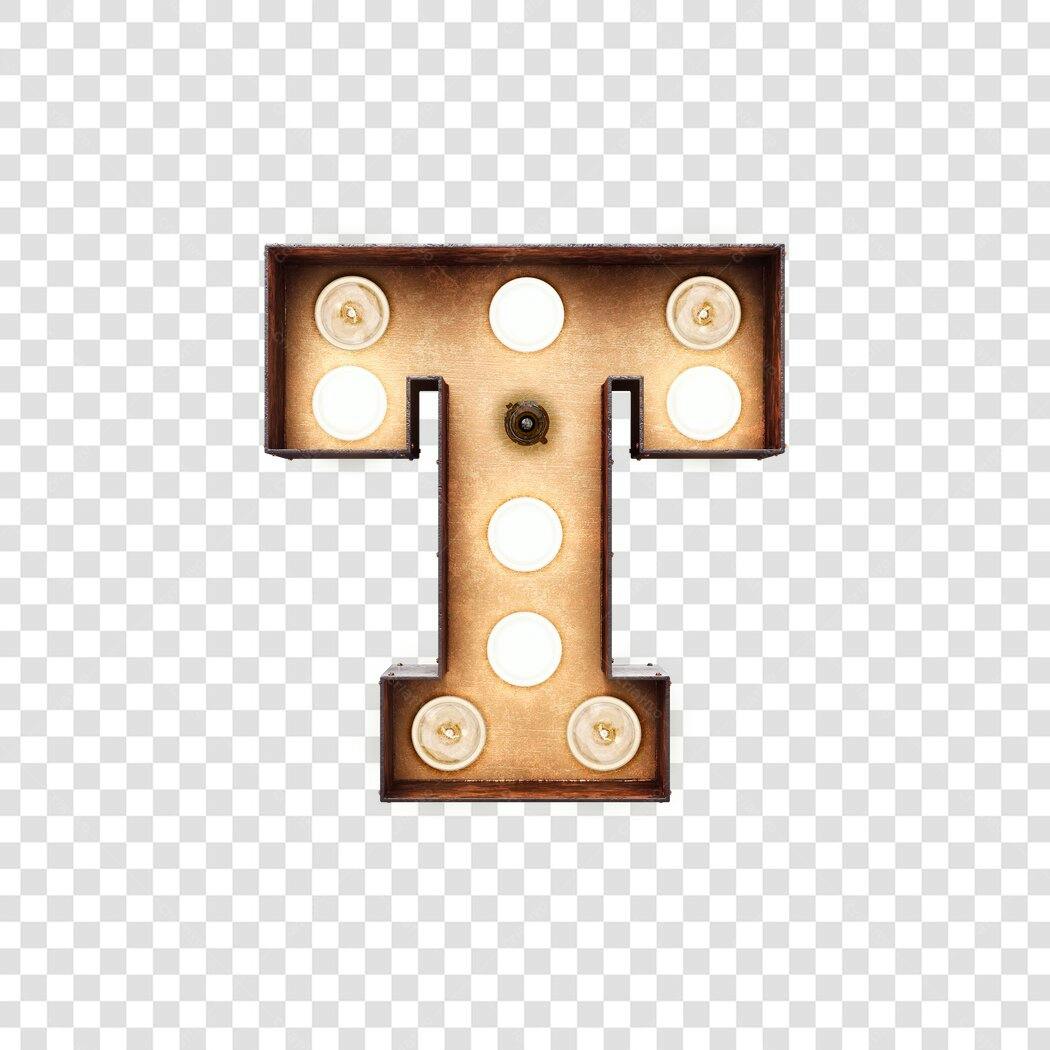 Logo Letra T com lâmpadas estilo vintage PNG com fundo transparente