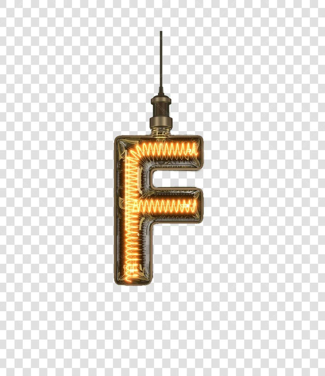 Letra F Luminosa Decorativa PNG com fundo transparente