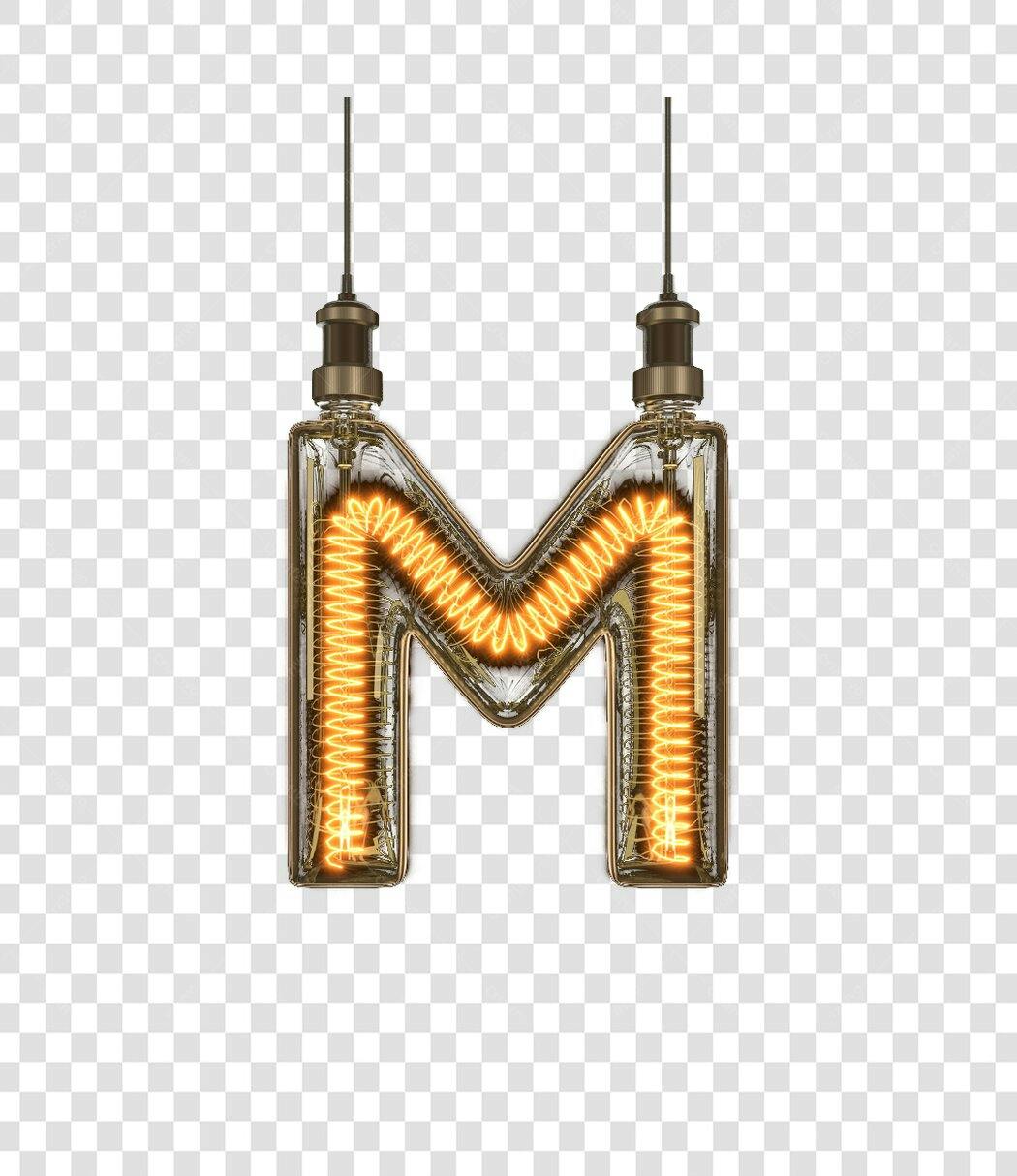 Logo Letra M Vintage Lâmpada Incandescente PNG com fundo transparente