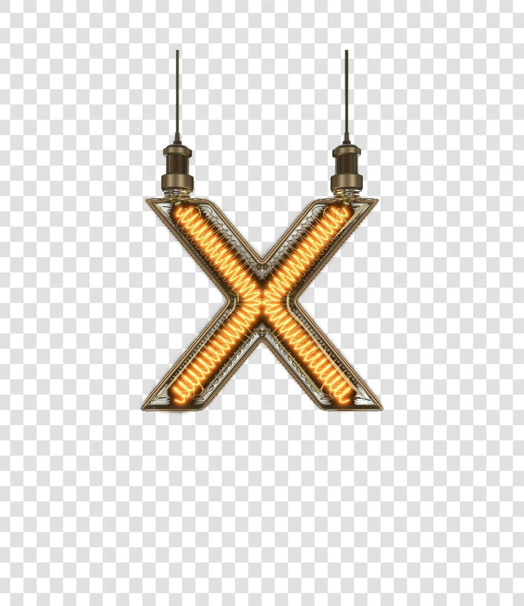 Logo letra X em estilo vintage PNG com fundo transparente