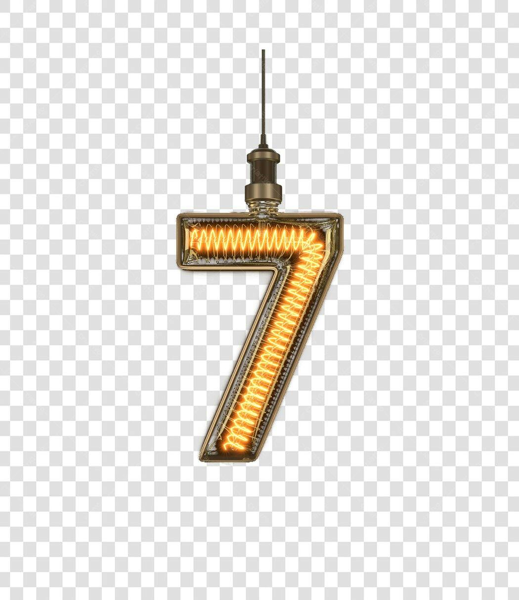 Número 7 vintage iluminado PNG com fundo transparente
