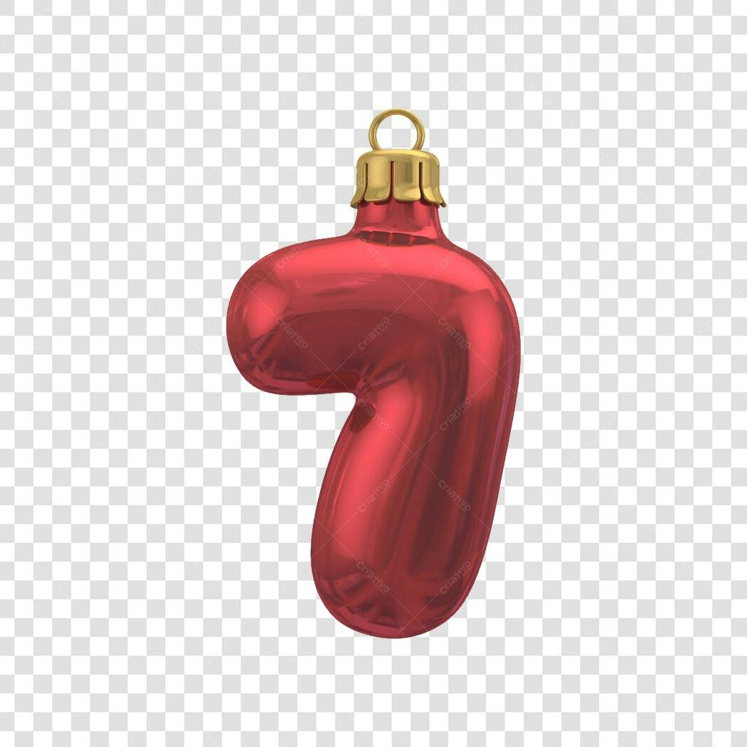 Decoração Natalina Número 7 Vermelho PNG com fundo transparente