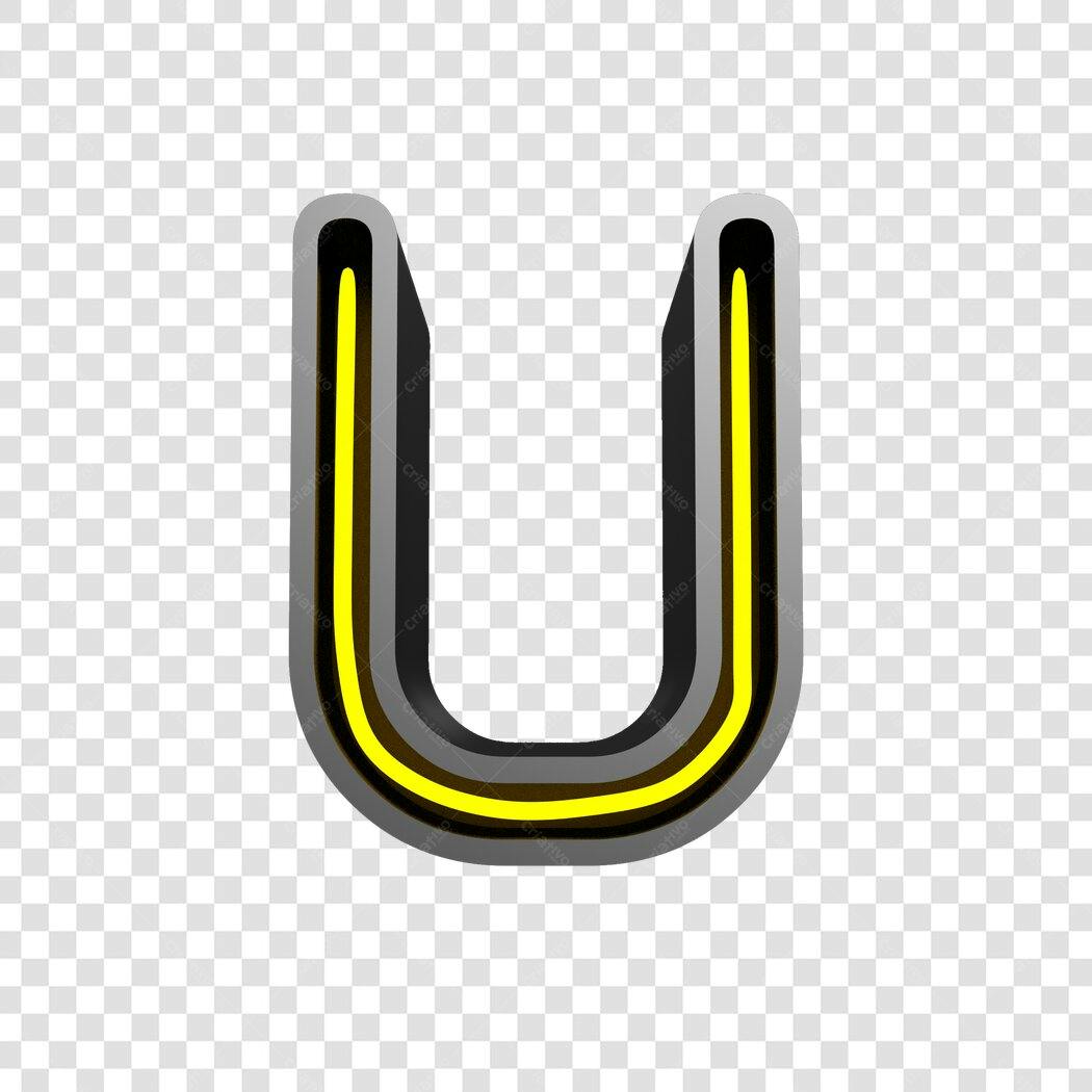 Letra U Neon Sign PNG com fundo transparente