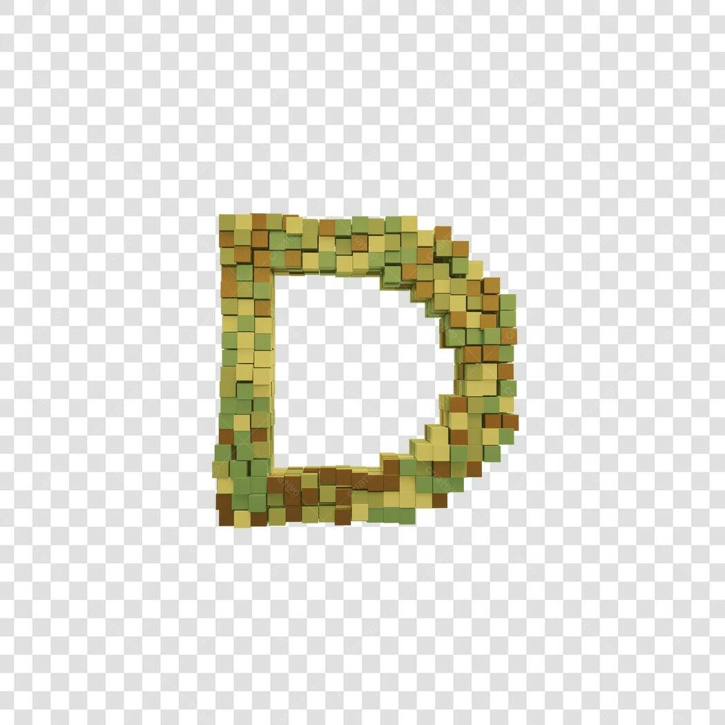 Letter D Pixelated Camouflage Pattern PNG com fundo transparente
