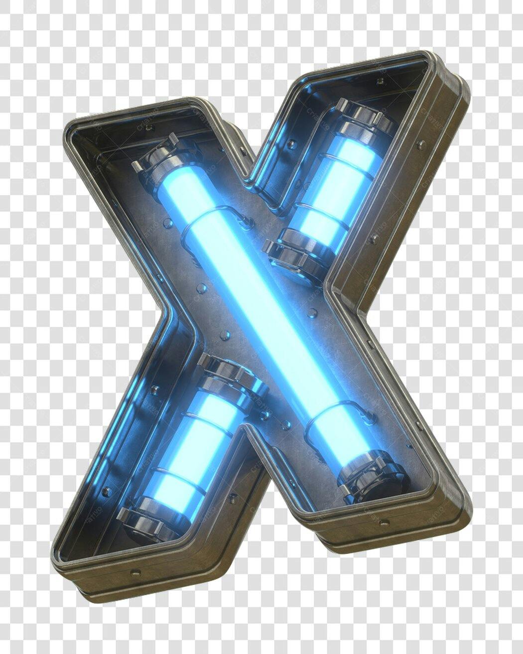 Logo Letra X Neon Futurista PNG com fundo transparente