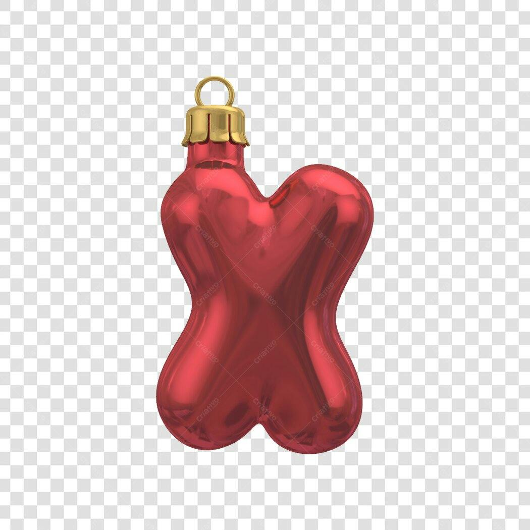 Decoração Natal Letra X Vermelho PNG com fundo transparente