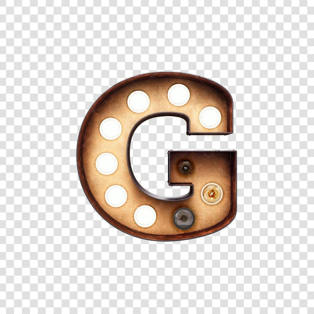 Logo Letra G estilo vintage com lâmpadas PNG com fundo transparente