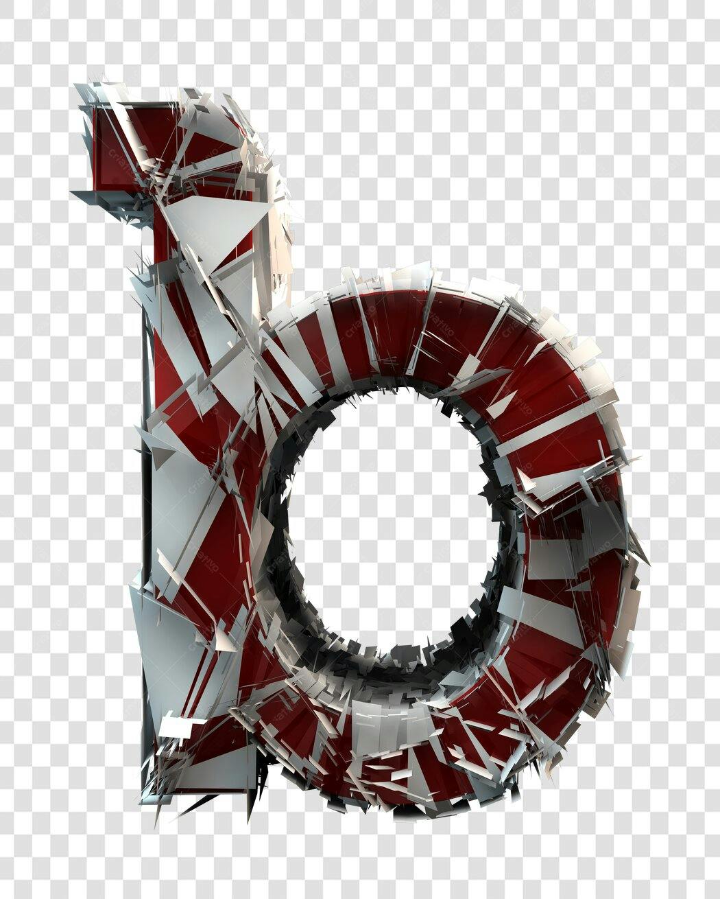 Letra B estilizada em 3D PNG com fundo transparente