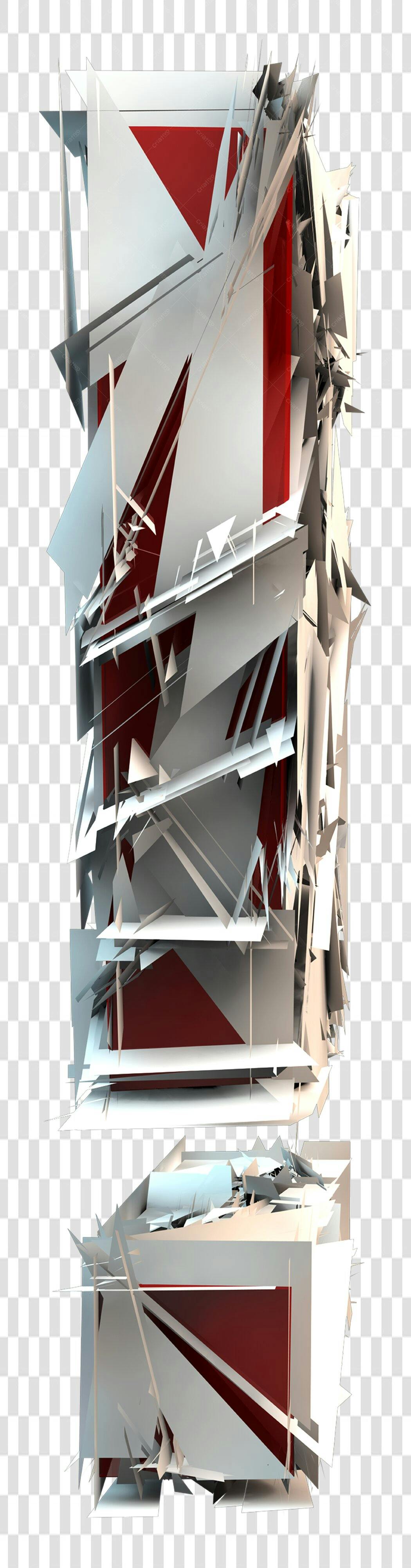 Imagem abstrata geométrica vermelha e branca PNG com fundo transparente