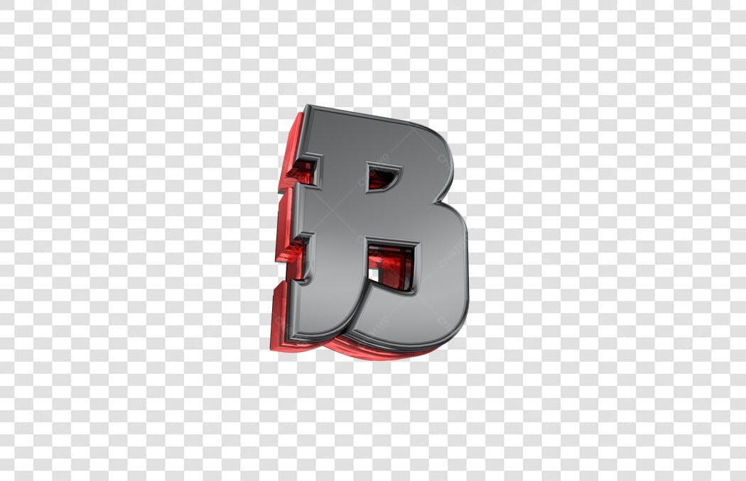 Logo 3D Letra B Vermelha e Cinza PNG com fundo transparente