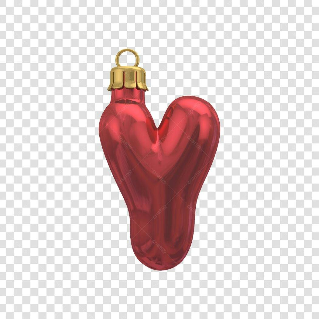 Decoração natalina coração vermelho PNG com fundo transparente