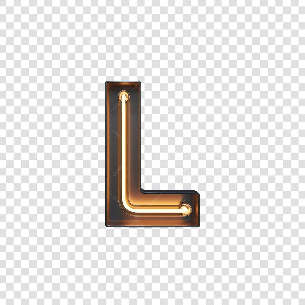 Letra L neon para posts e banners PNG com fundo transparente