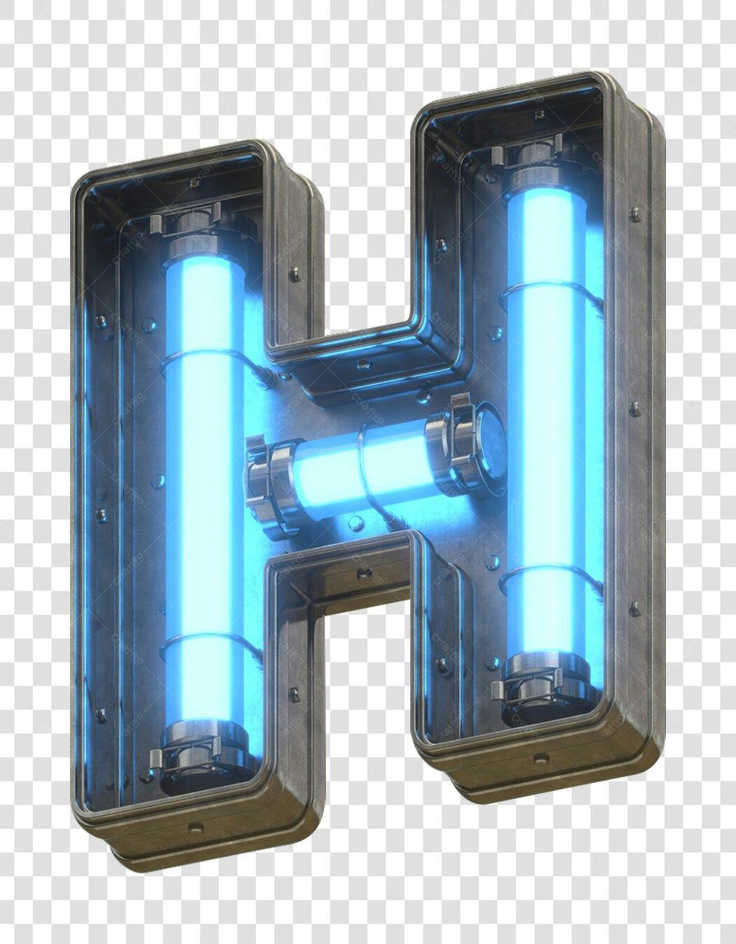 Alfabeto H Neon Futurista PNG com fundo transparente