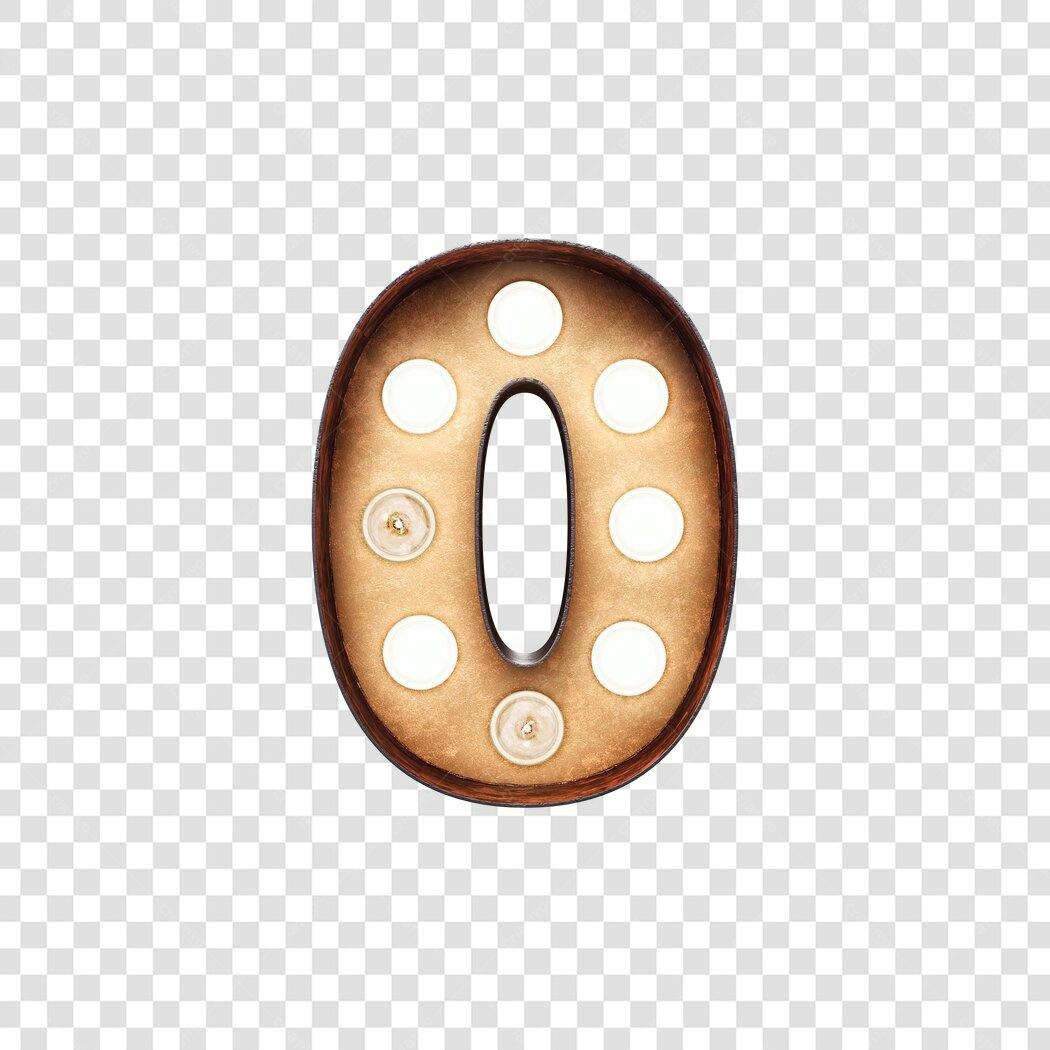 Número zero iluminado estilo vintage PNG com fundo transparente