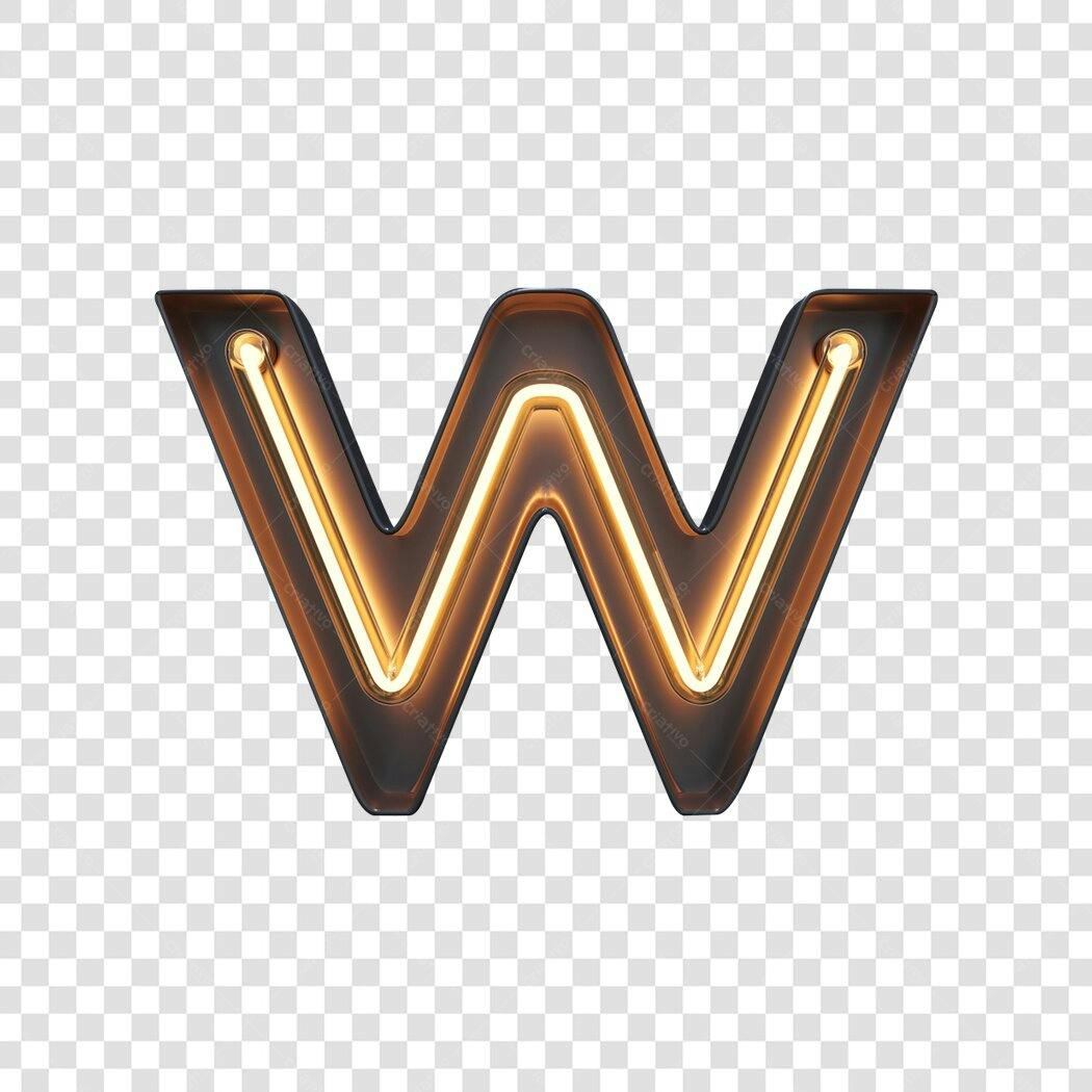 Logo Neon Letra W PNG com fundo transparente