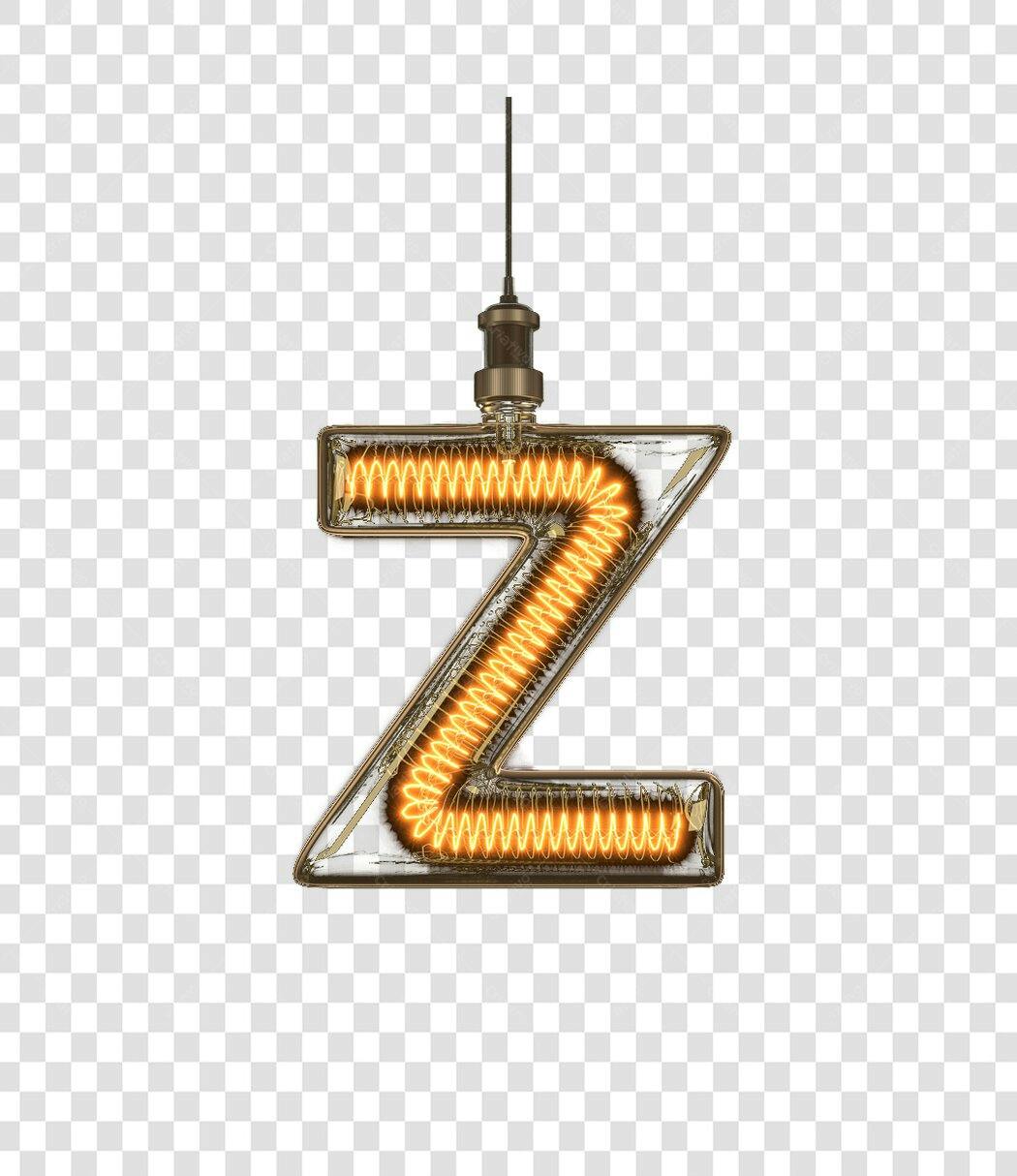 Letra Z vintage com filamento para banner PNG com fundo transparente