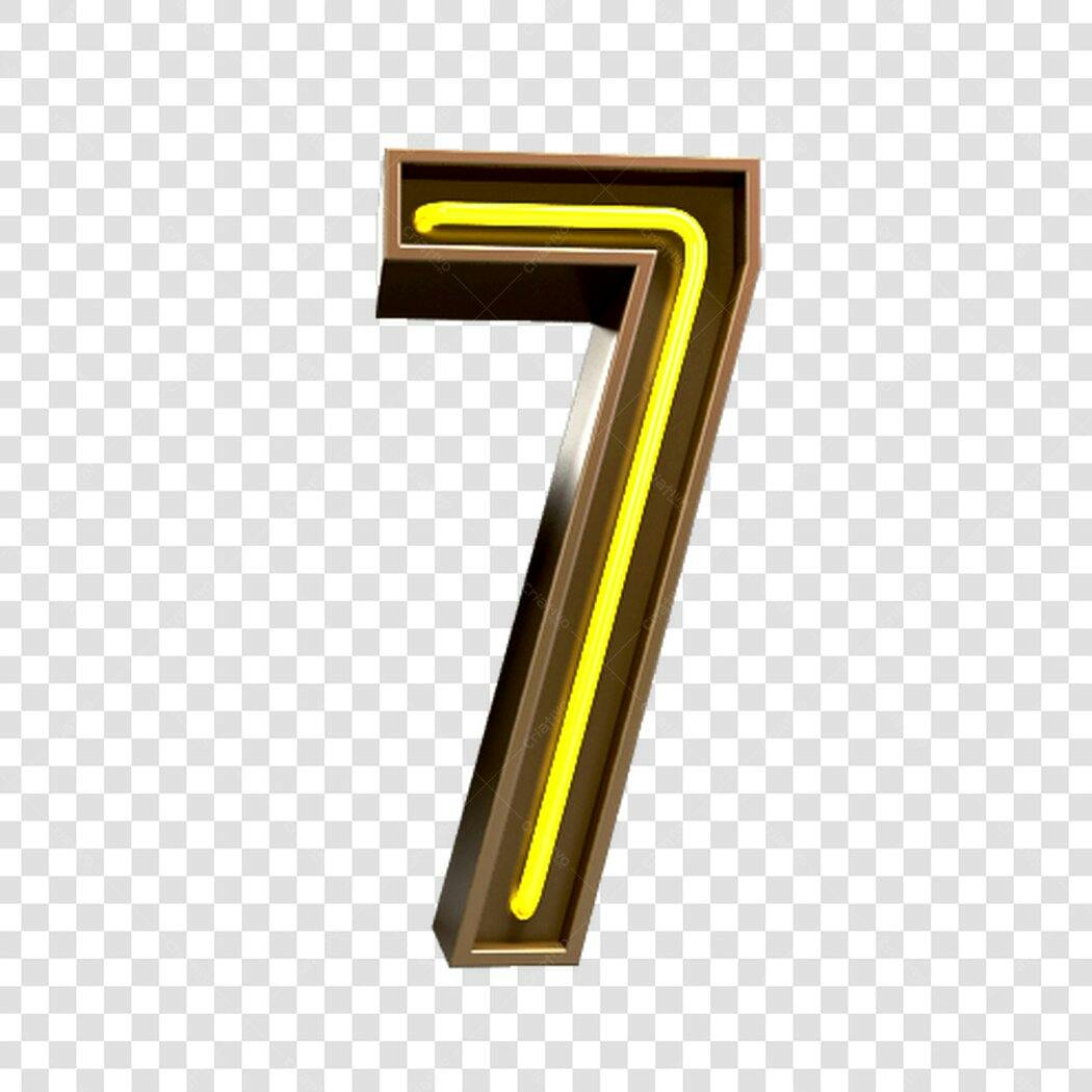 Número 7 Neon Marrom Dourado PNG com fundo transparente