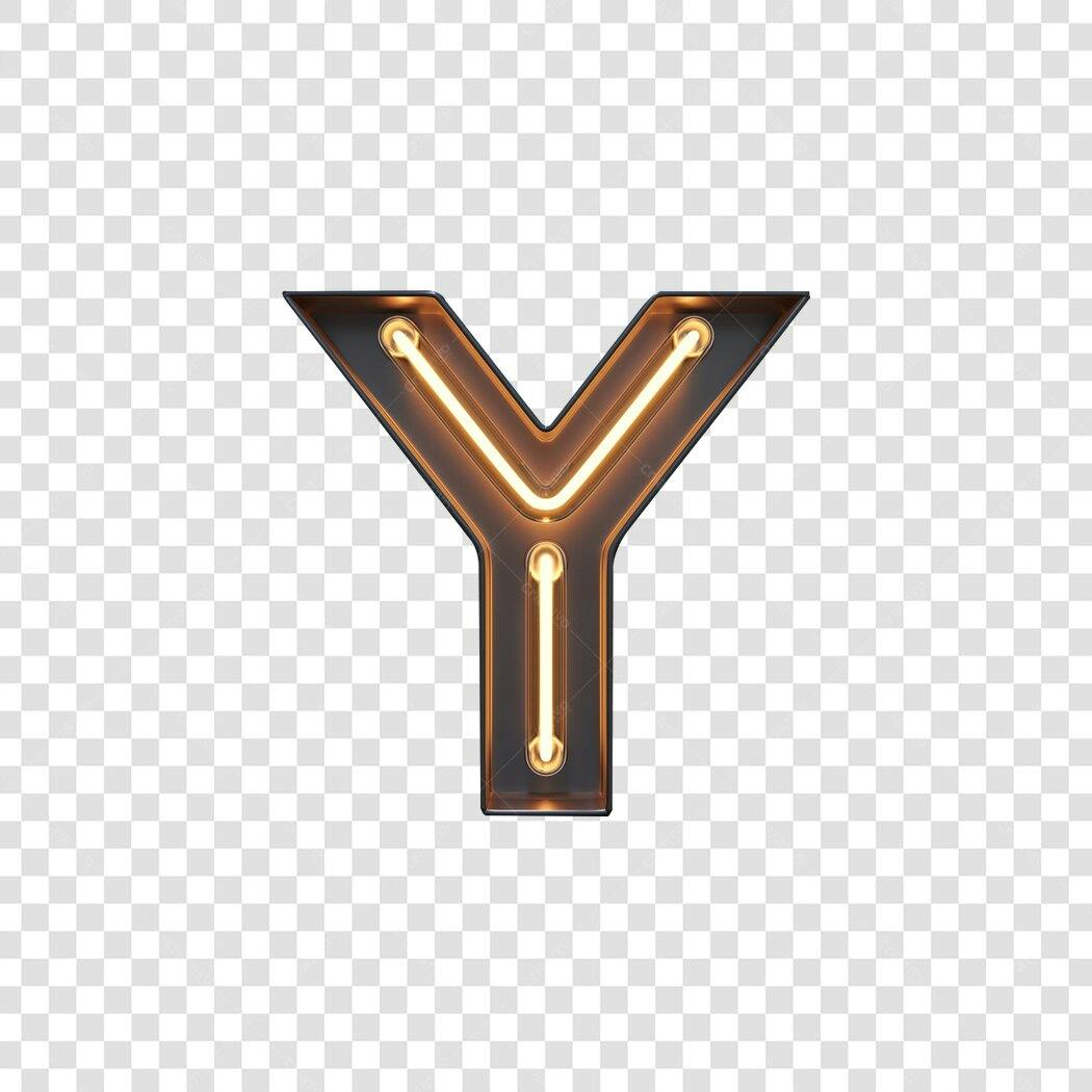 Logo Neon Letra Y PNG com fundo transparente