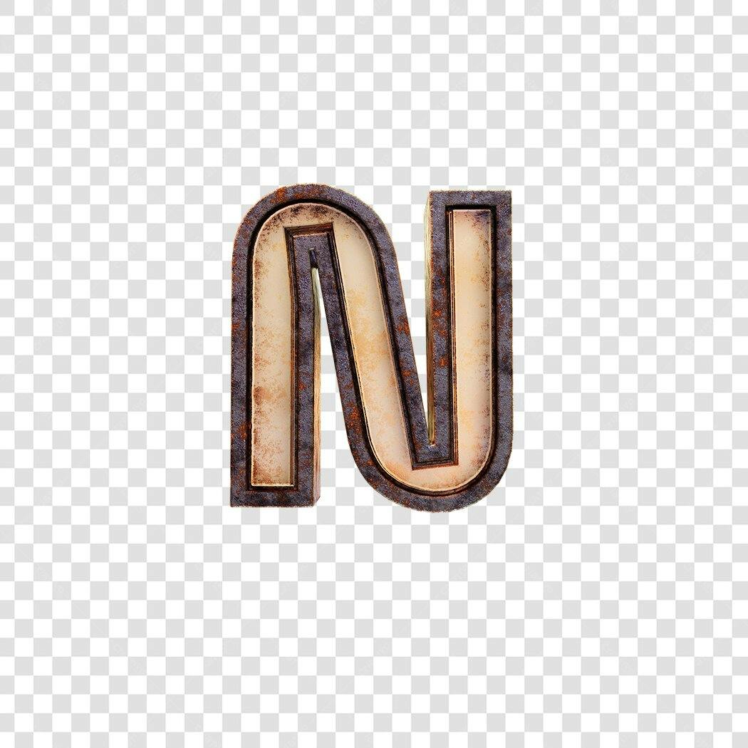 Logo letra N enferrujada 3D PNG com fundo transparente