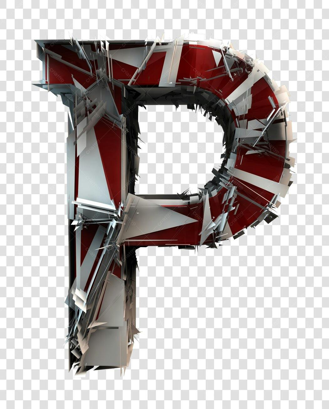 Logotipo Letra P 3D Vermelha e Branca PNG com fundo transparente