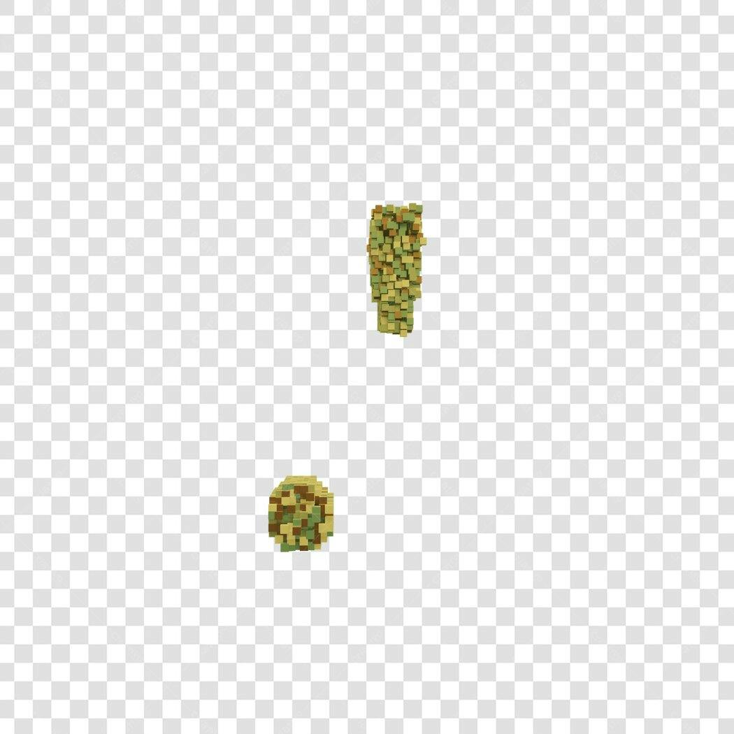 Ícone de Exclamação 3D Cúbico Verde e Marrom PNG com fundo transparente