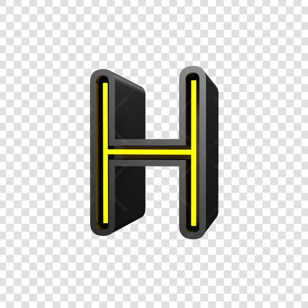 Logo Letra H Neon 3D PNG com fundo transparente