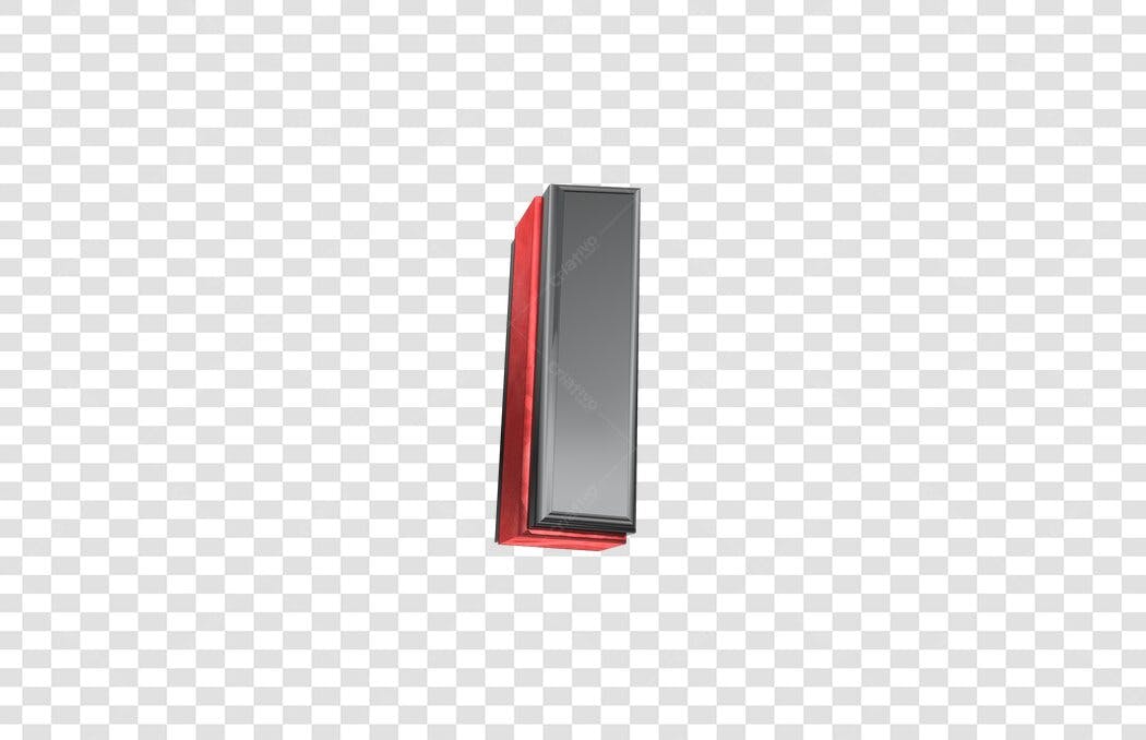 Ícone letra L 3D vermelho e cinza PNG com fundo transparente