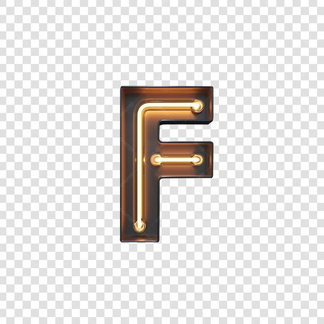 Letra F neon vintage PNG com fundo transparente