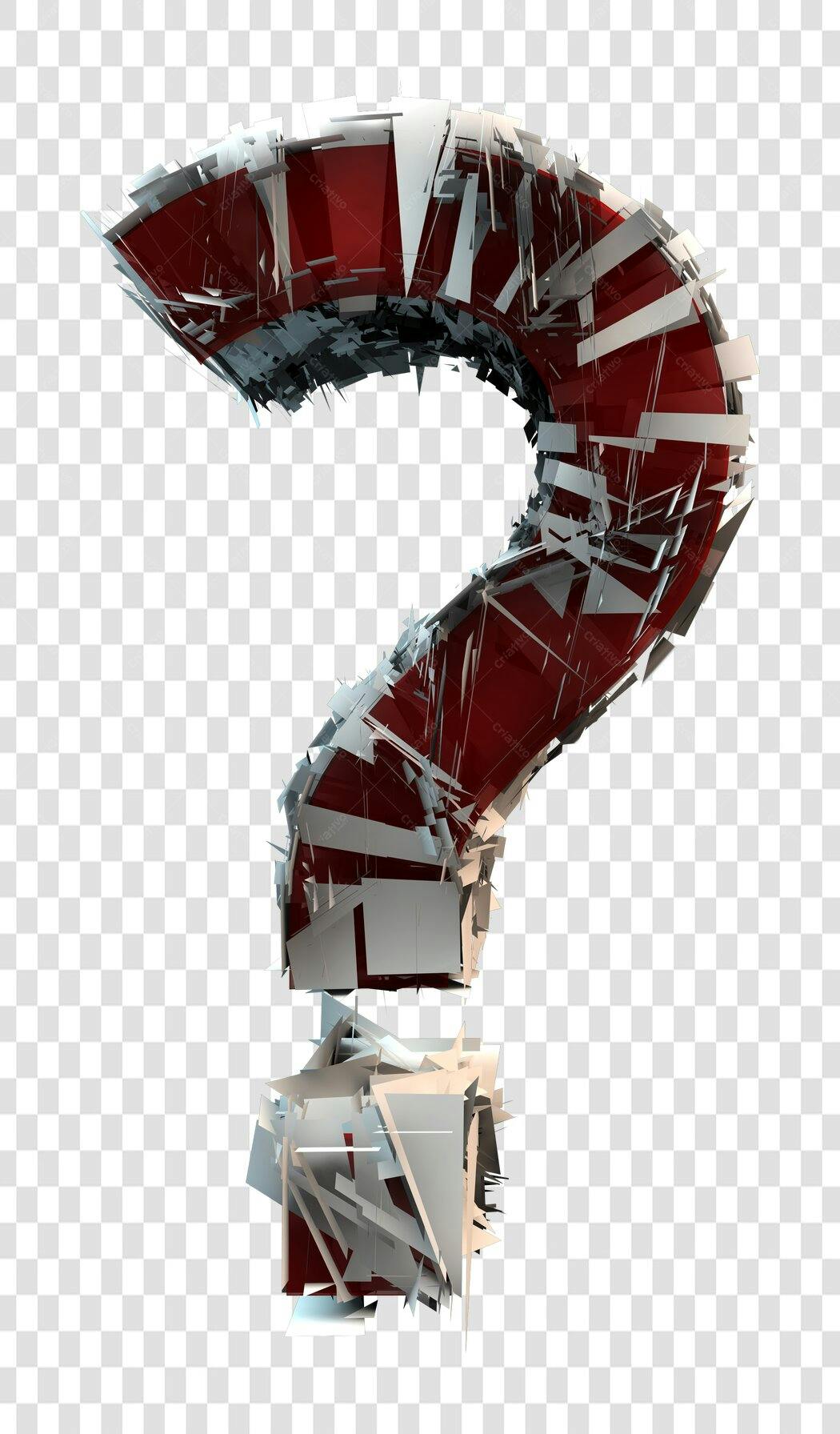 Símbolo de interrogação 3D vermelho e branco PNG com fundo transparente