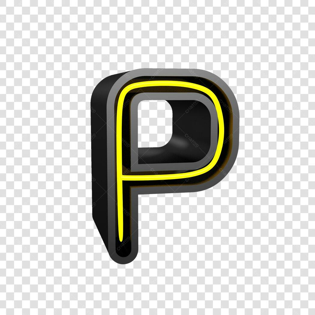 Logo da letra P 3D neon PNG com fundo transparente