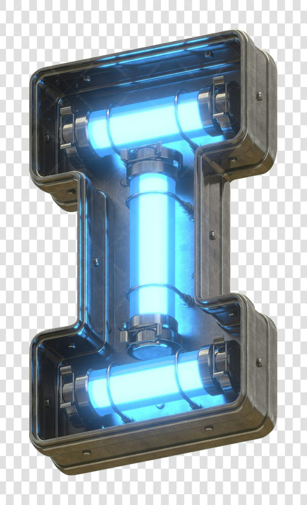 Letra I Neon Futurista PNG com fundo transparente