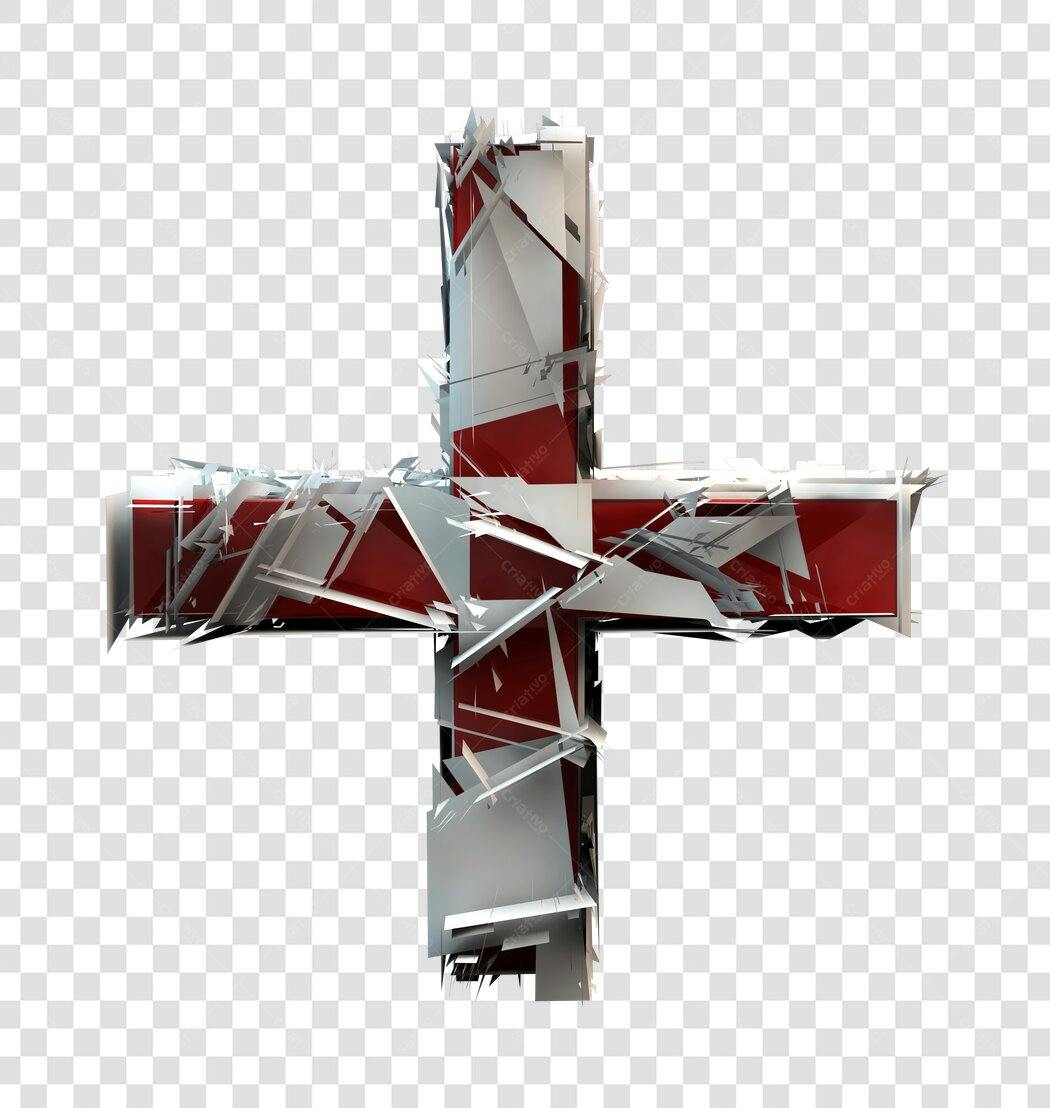 Ícone de cruz médica 3D em vermelho e branco PNG com fundo transparente