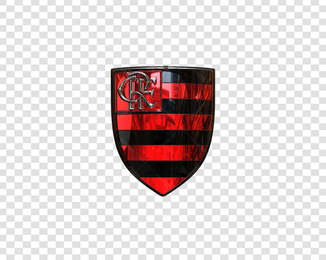 Selo 3D escudo vermelho e preto metalizado