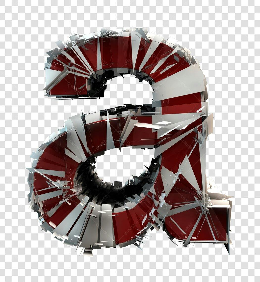 Letra A estilizada 3D vermelha e branca PNG com fundo transparente