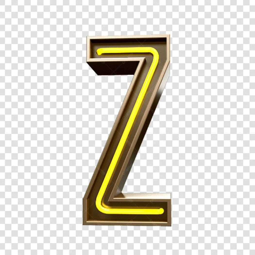Letra Z Neon Dourada PNG com fundo transparente