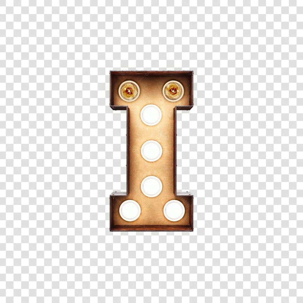 Letreiro letra I iluminada para post PNG com fundo transparente