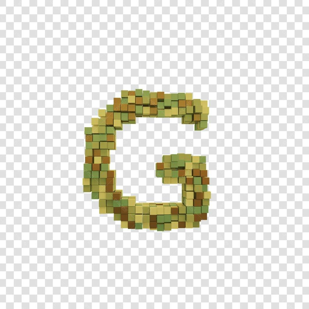 Letra G Pixelada Camuflada PNG com fundo transparente