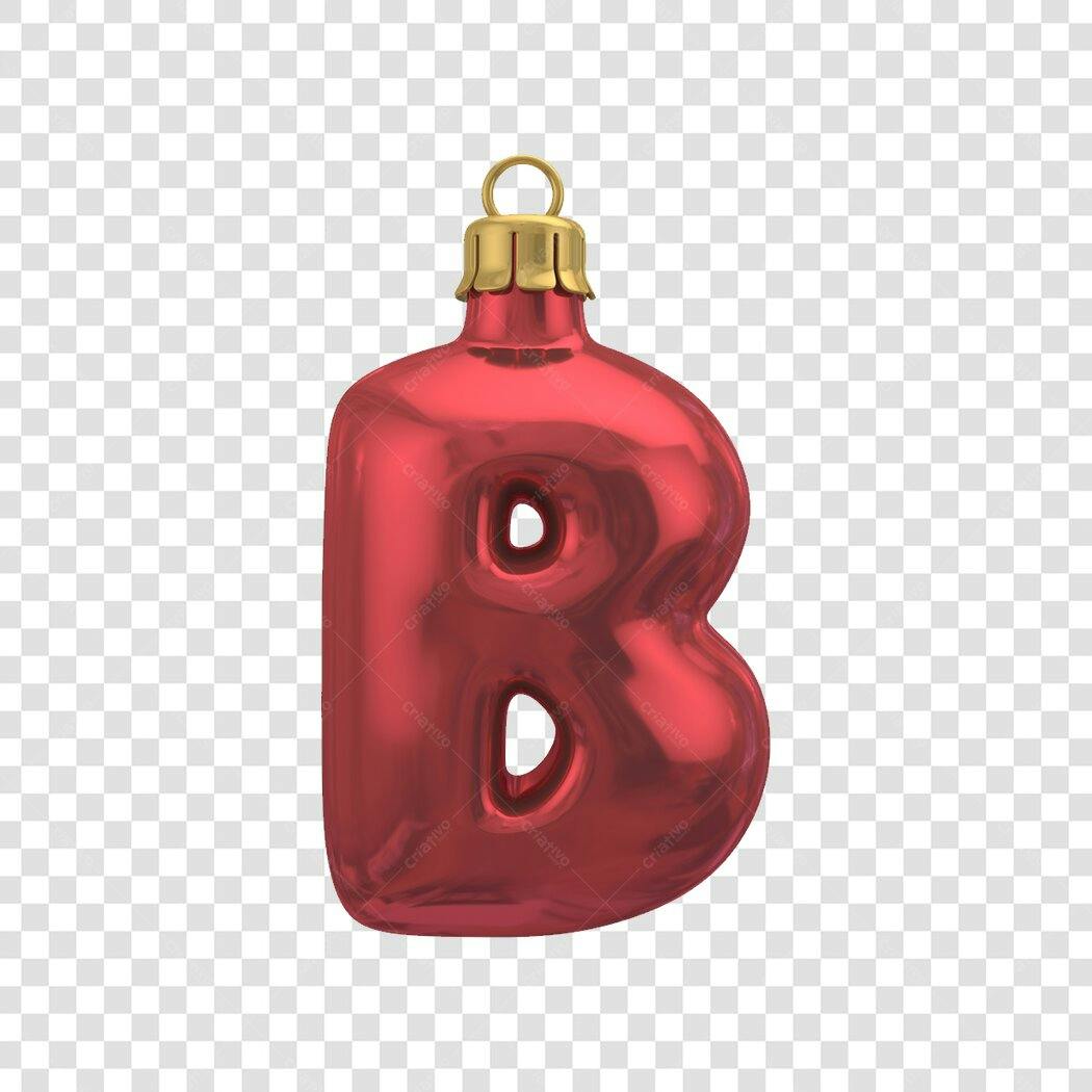 Decoração Natal Letra B Vermelha PNG com fundo transparente