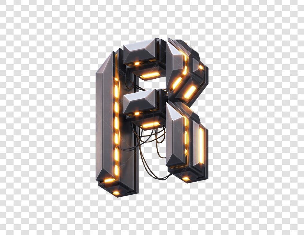 Logo Letra R Futurista Cinza Escuro PNG com fundo transparente