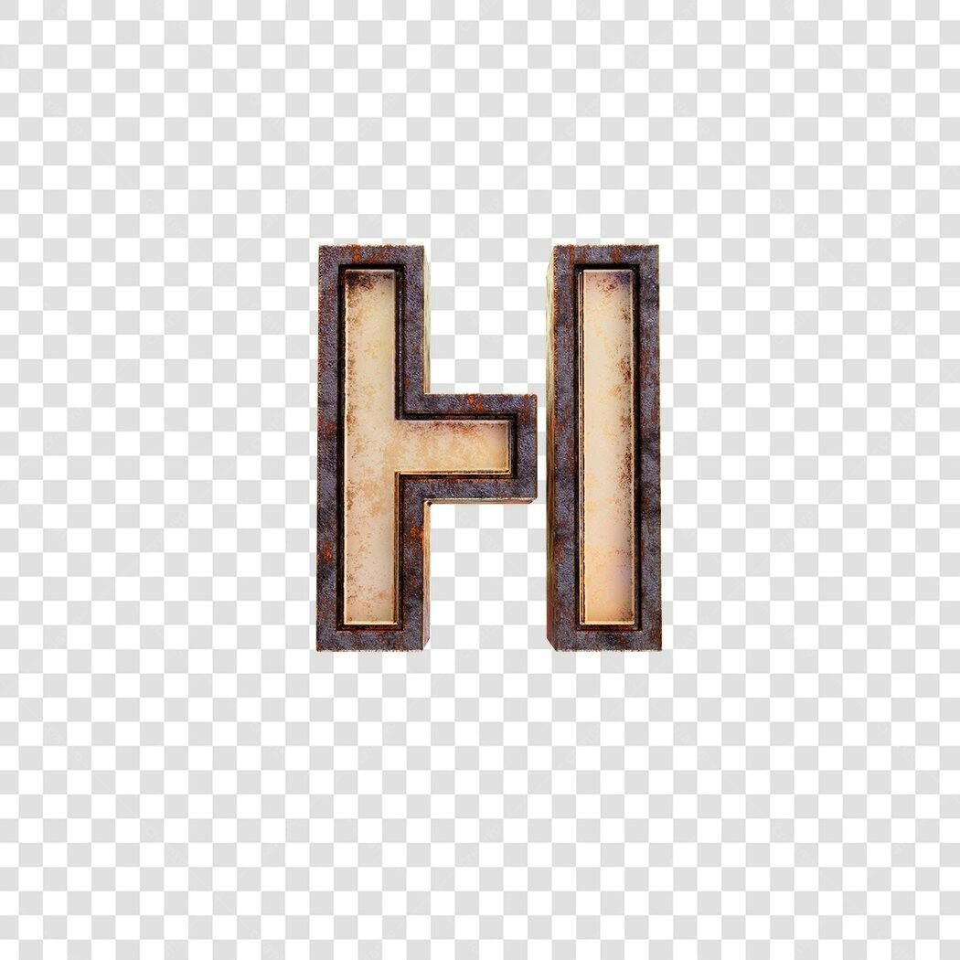 Letra H enferrujada para design PNG com fundo transparente