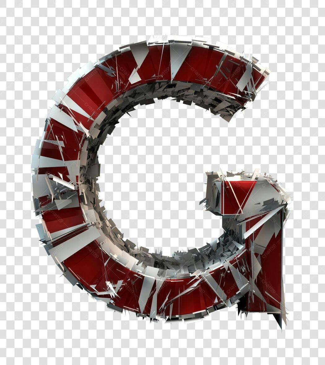 Logo Letra G 3D Vermelha e Prata PNG com fundo transparente