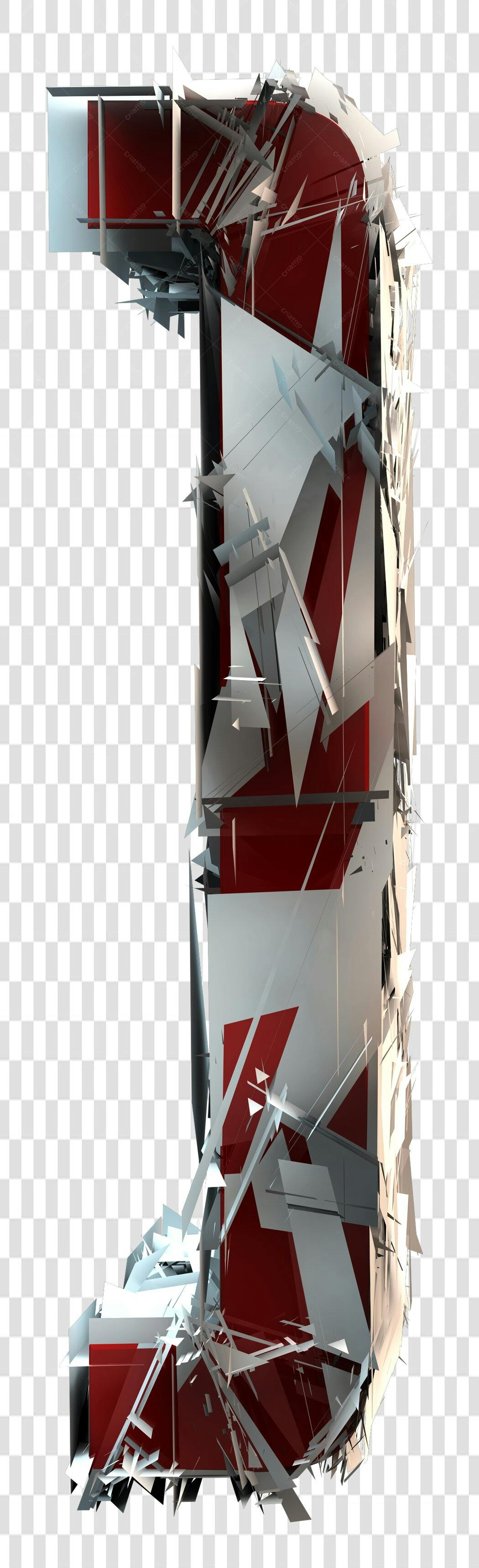 Logo 3D Abstrato Vermelho e Branco PNG com fundo transparente