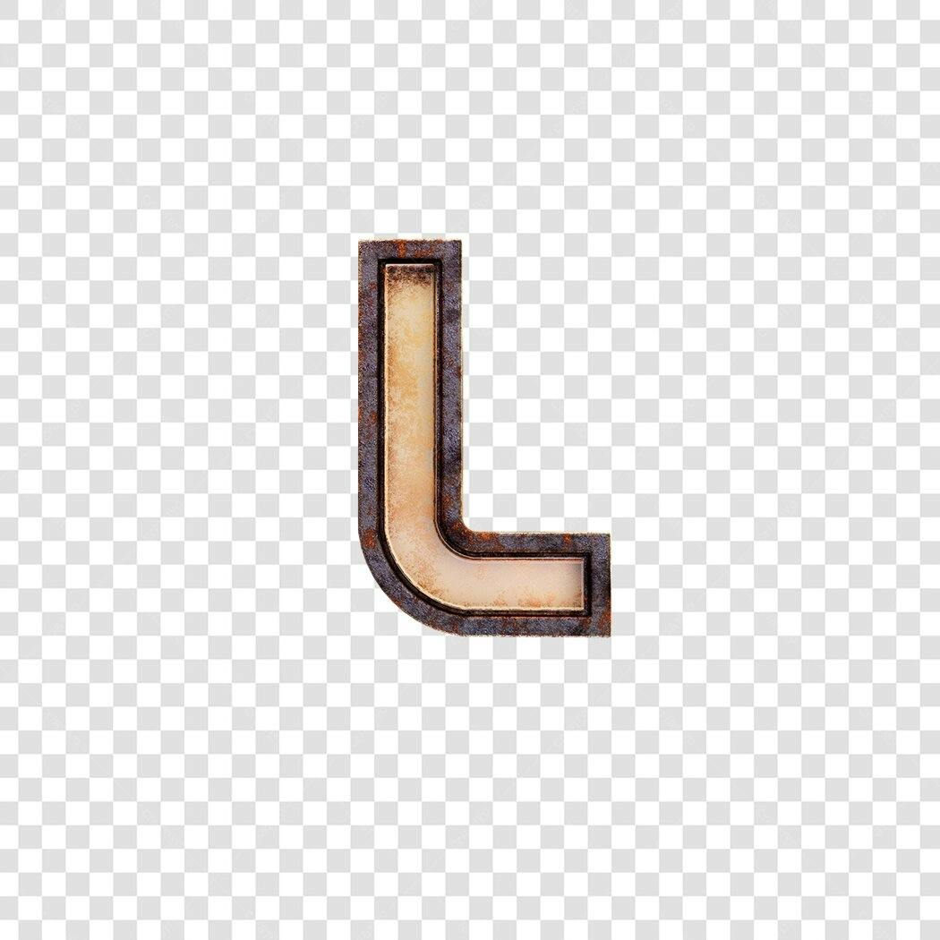 Alfabeto L enferrujado PNG com fundo transparente