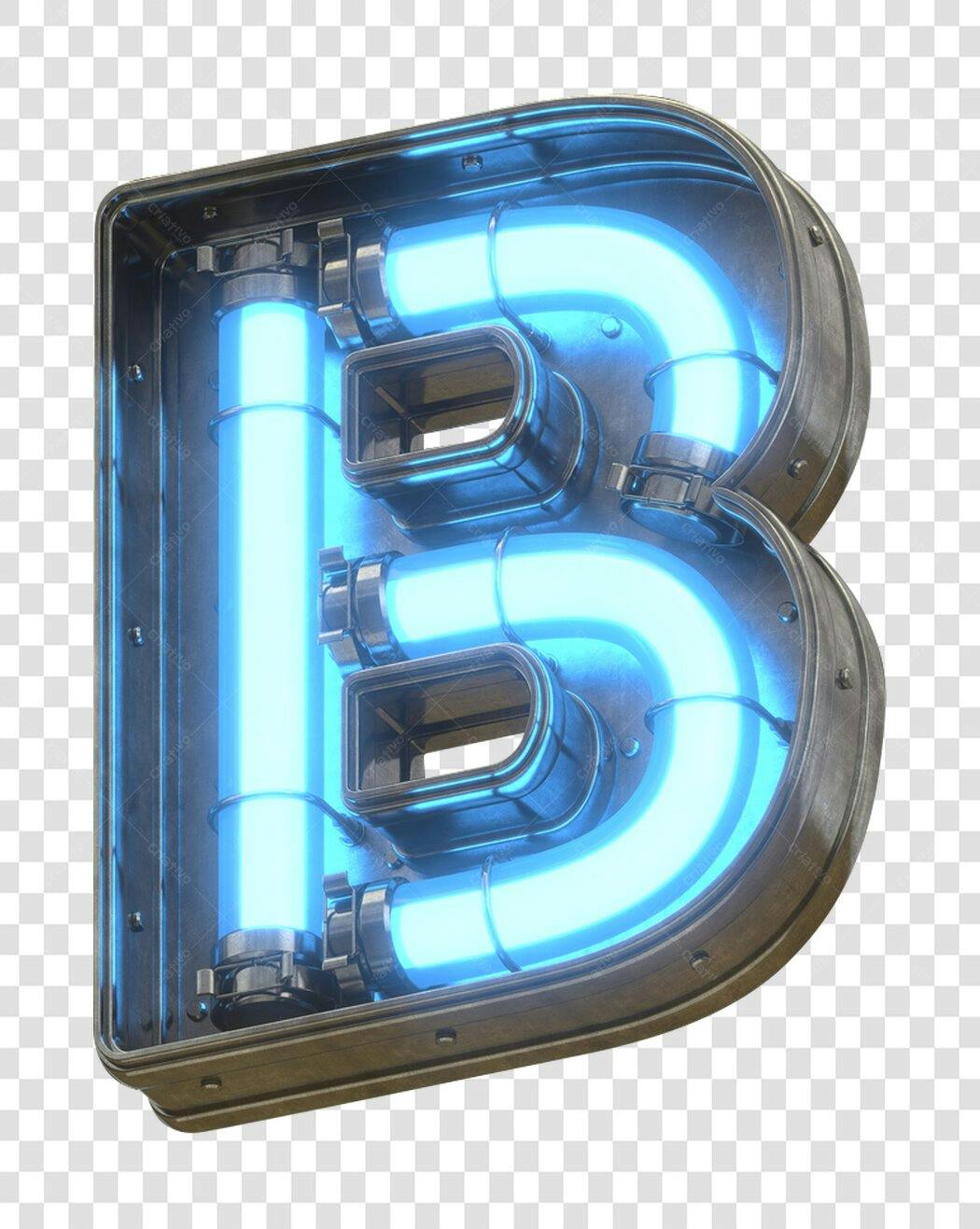 Letter B Neon Light PNG com fundo transparente