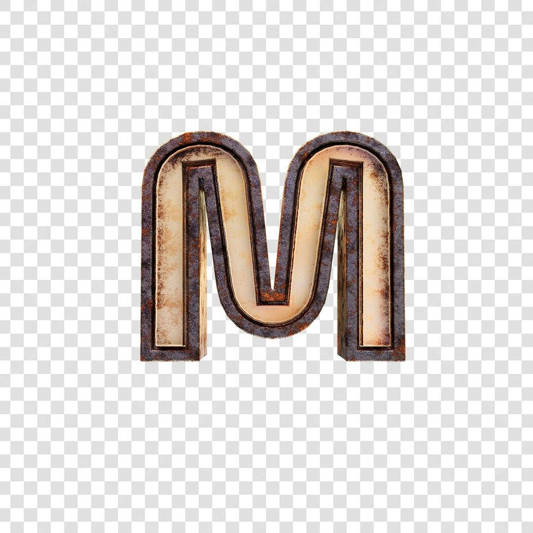 Letra M enferrujada PNG com fundo transparente