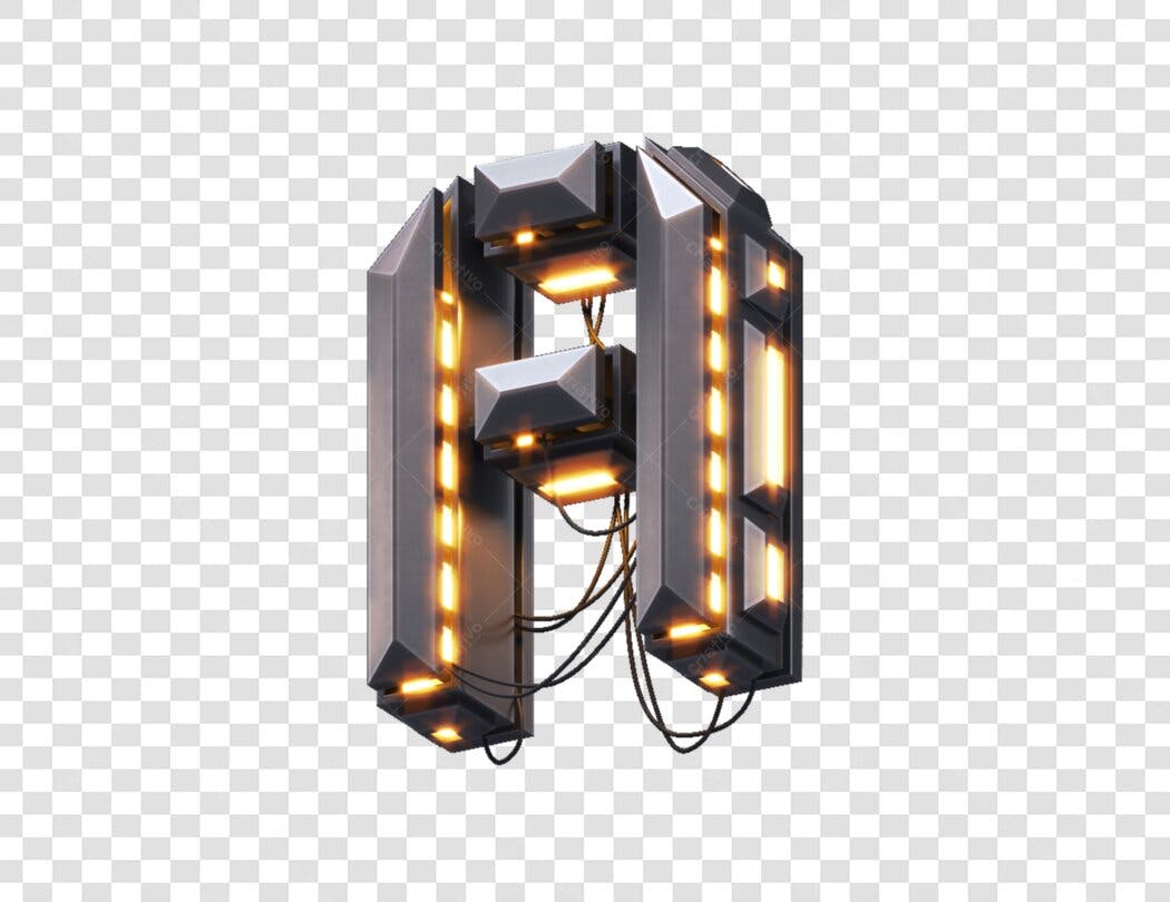 Letter A robotic design PNG com fundo transparente