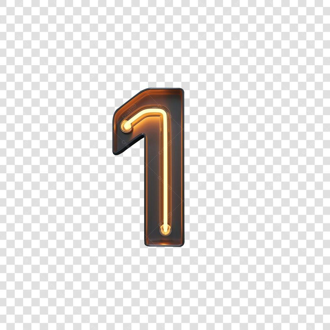 Número 1 neon para aniversário PNG com fundo transparente