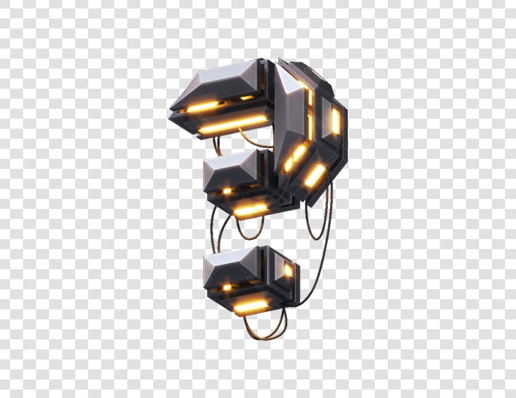 Ícone Ponto de Interrogação Metálico Futurista PNG com fundo transparente